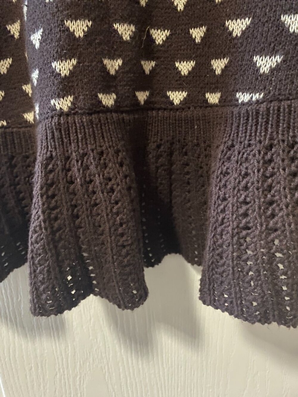 Style & Co Fair Isle Ruffle Bell Sleeve Cardigan Sweater Brown Tie Front Boho L - Picture 10 of 11